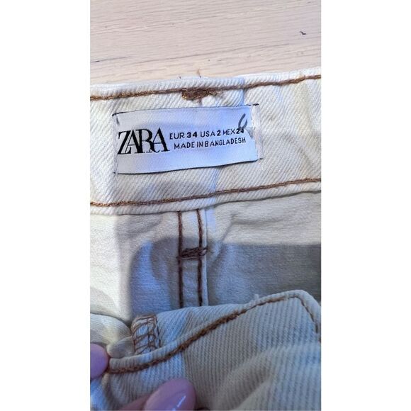 ZARA TAN DENIM JEAN SHORTS HIGH RISE WOMENS SIZE 2 - Picture 8 of 9